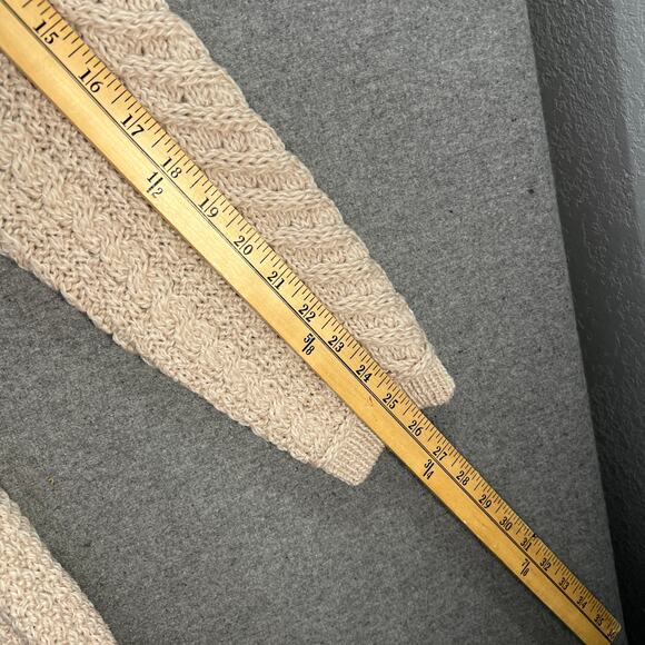 Aran Draft Merino Wool Button Front Sweater Cardigan Size Large Parsnip - Picture 9 of 12